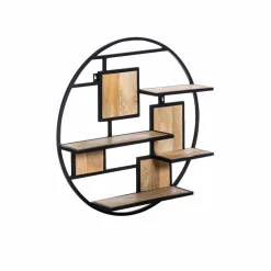 Etagère<Made in Meubles Etagère ronde en bois de manguier et métal Noam