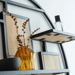 Etagère<Made in Meubles Etagère ronde en bois de manguier et métal Noam