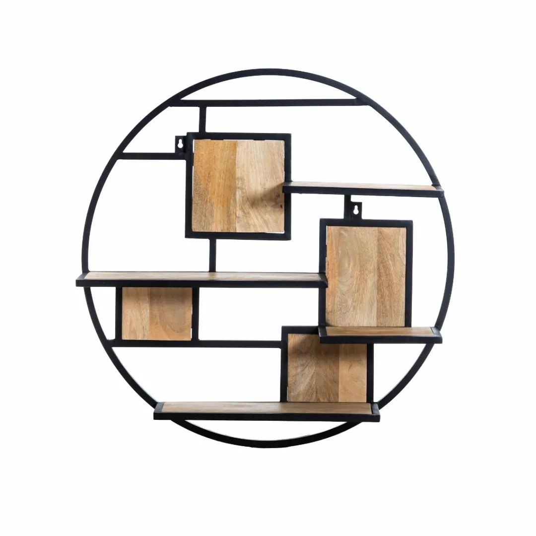 Etagère<Made in Meubles Etagère ronde en bois de manguier et métal Noam