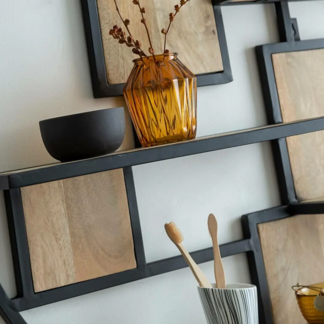 Etagère<Made in Meubles Etagère ronde en bois de manguier et métal Noam