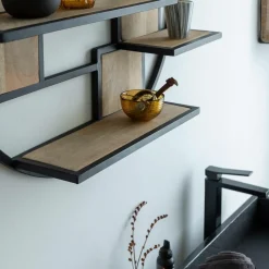 Etagère<Made in Meubles Etagère ronde en bois de manguier et métal Noam