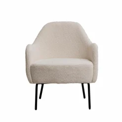 Fauteuil<Made in Meubles Fauteuil confort en tissu bouclette blanc Amandine
