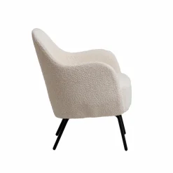 Fauteuil<Made in Meubles Fauteuil confort en tissu bouclette blanc Amandine