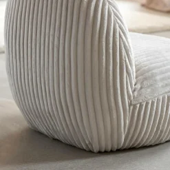 Fauteuil<Made in Meubles Fauteuil confort en velours côtelé beige écru Johanna