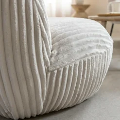 Fauteuil<Made in Meubles Fauteuil confort en velours côtelé beige écru Johanna