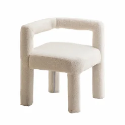 Fauteuil<Made in Meubles Fauteuil d'angle en tissu bouclette blanc Nora