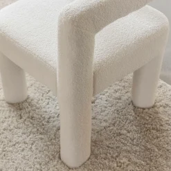 Fauteuil<Made in Meubles Fauteuil d'angle en tissu bouclette blanc Nora