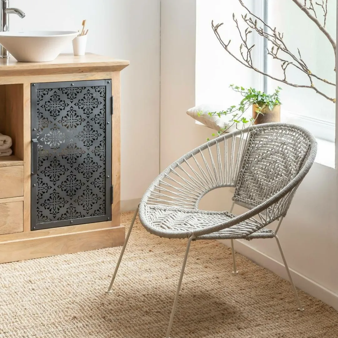 Fauteuil<Made in Meubles Fauteuil en corde de coton blanc Bélize