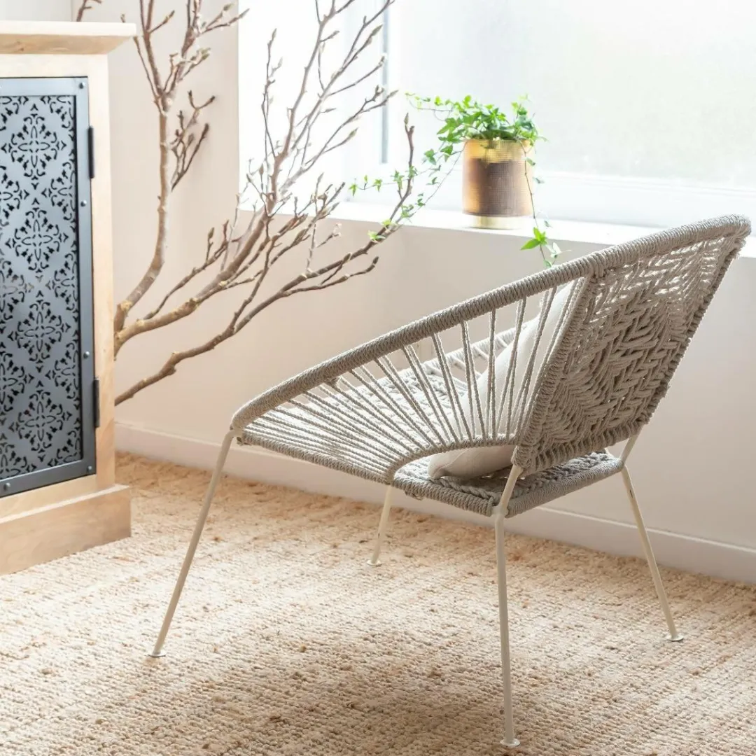 Fauteuil<Made in Meubles Fauteuil en corde de coton blanc Bélize