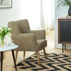 Fauteuil<Made in Meubles Fauteuil en coton kaki Castille