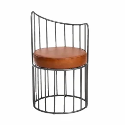 Fauteuil<Made in Meubles Fauteuil en cuir et métal marron Aly