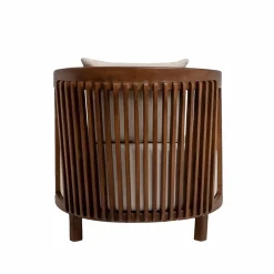 Fauteuil<Made in Meubles Fauteuil en manguier et en velours Térence