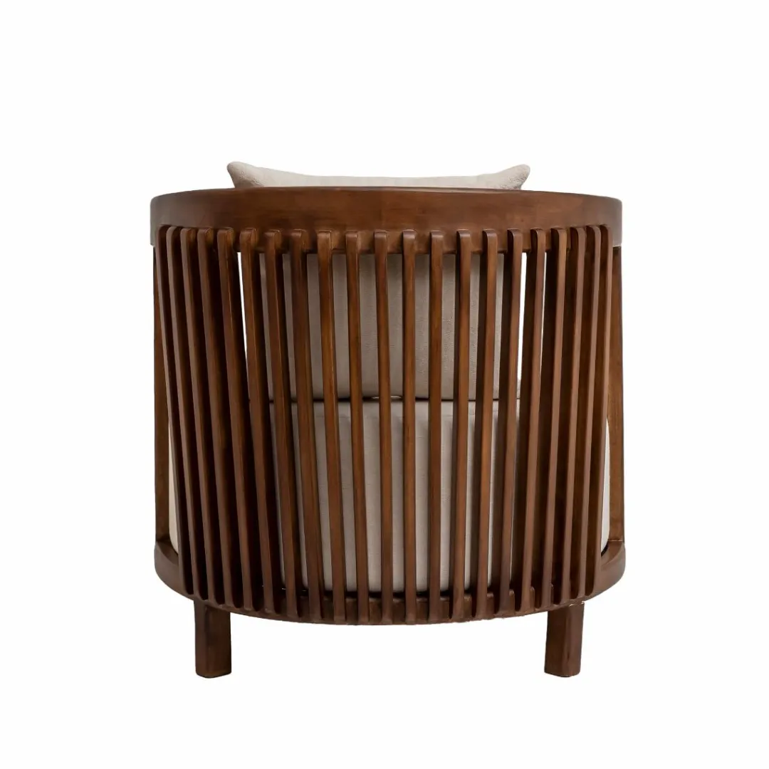 Fauteuil<Made in Meubles Fauteuil en manguier et en velours Térence