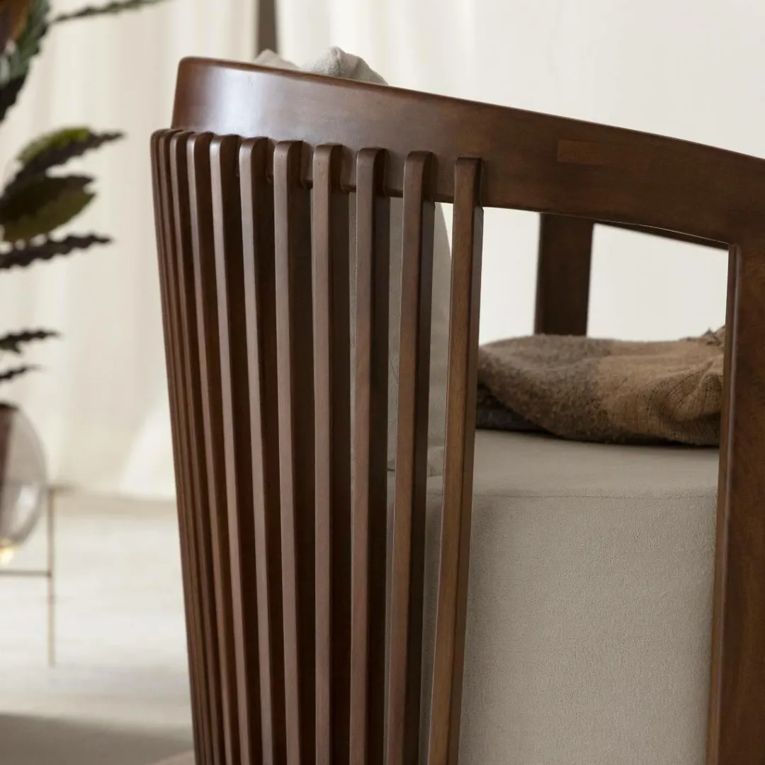 Fauteuil<Made in Meubles Fauteuil en manguier et en velours Térence