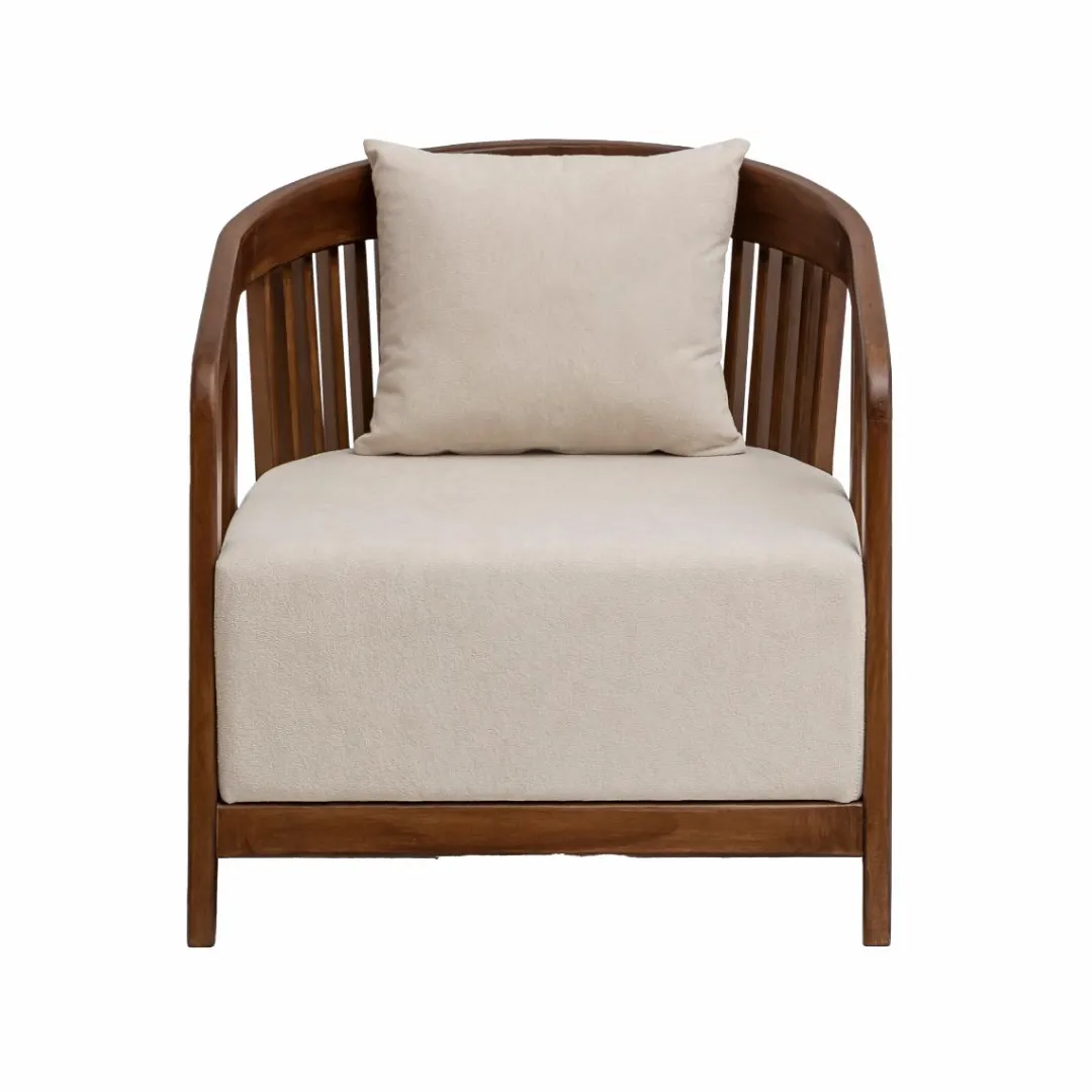 Fauteuil<Made in Meubles Fauteuil en manguier et en velours Térence