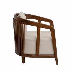 Fauteuil<Made in Meubles Fauteuil en manguier et en velours Térence