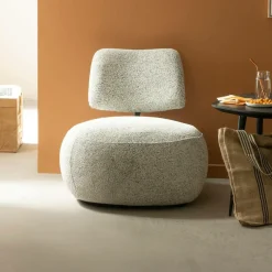 Fauteuil<Made in Meubles Fauteuil en tissu bouclette avec dossier gris Teresia
