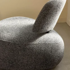 Fauteuil<Made in Meubles Fauteuil en tissu bouclette avec dossier gris foncé Teresia