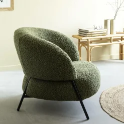 Fauteuil<Made in Meubles Fauteuil en tissu bouclette Aaron