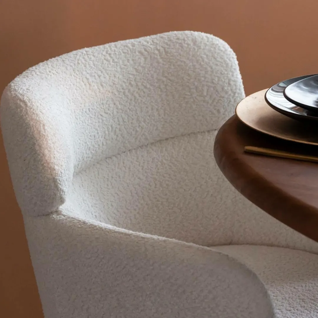 Chaise<Made in Meubles Fauteuil en tissu bouclette blanc Valentin (lot de 2)