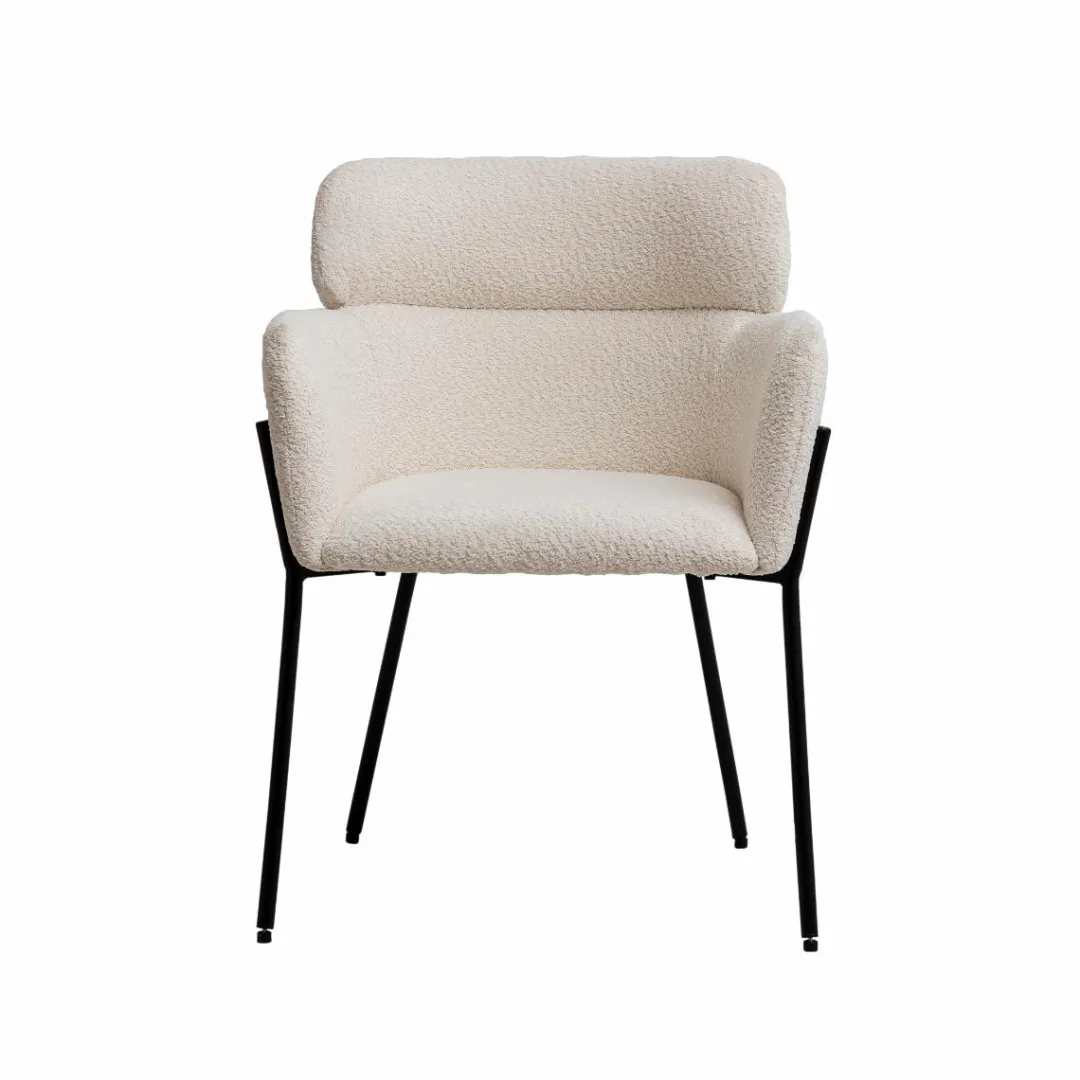 Chaise<Made in Meubles Fauteuil en tissu bouclette blanc Valentin (lot de 2)