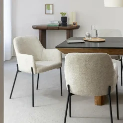 Chaise<Made in Meubles Fauteuil en tissu écru Aëlys (lot de 2)