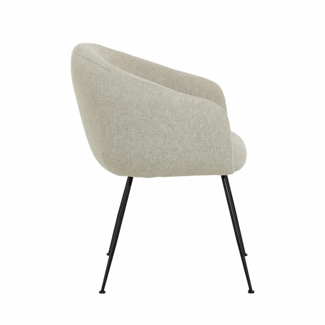 Fauteuil<Made in Meubles Fauteuil en tissu écru et pieds en métal Sandy