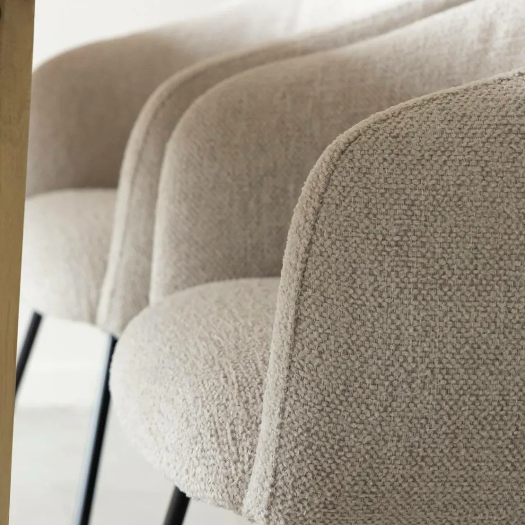 Fauteuil<Made in Meubles Fauteuil en tissu écru et pieds en métal Sandy