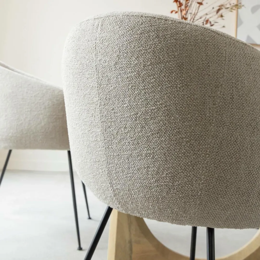 Fauteuil<Made in Meubles Fauteuil en tissu écru et pieds en métal Sandy