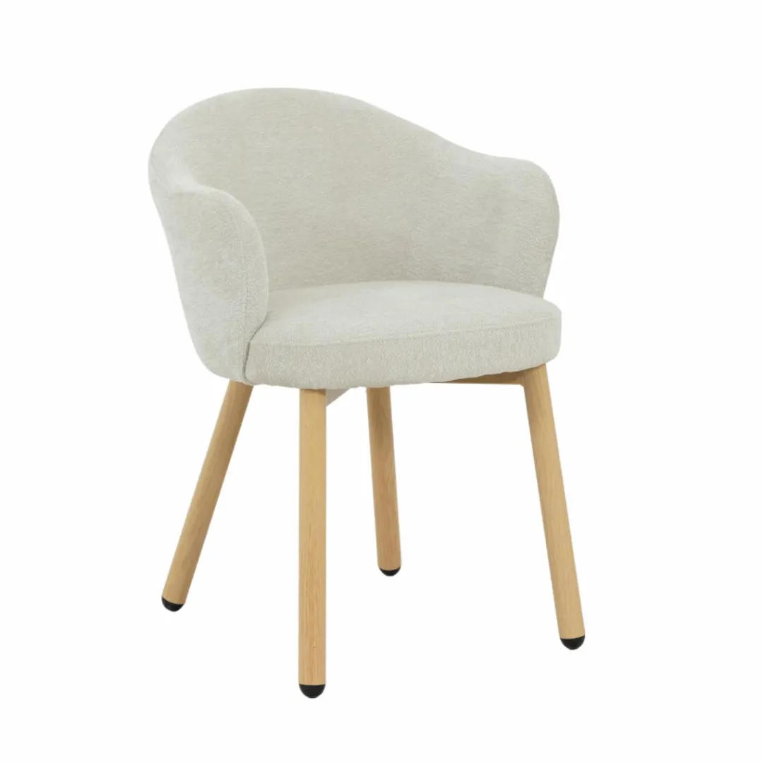 Fauteuil<Made in Meubles Fauteuil en tissu écru et pieds en métal effet bois Mayi
