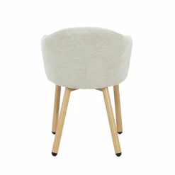 Fauteuil<Made in Meubles Fauteuil en tissu écru et pieds en métal effet bois Mayi