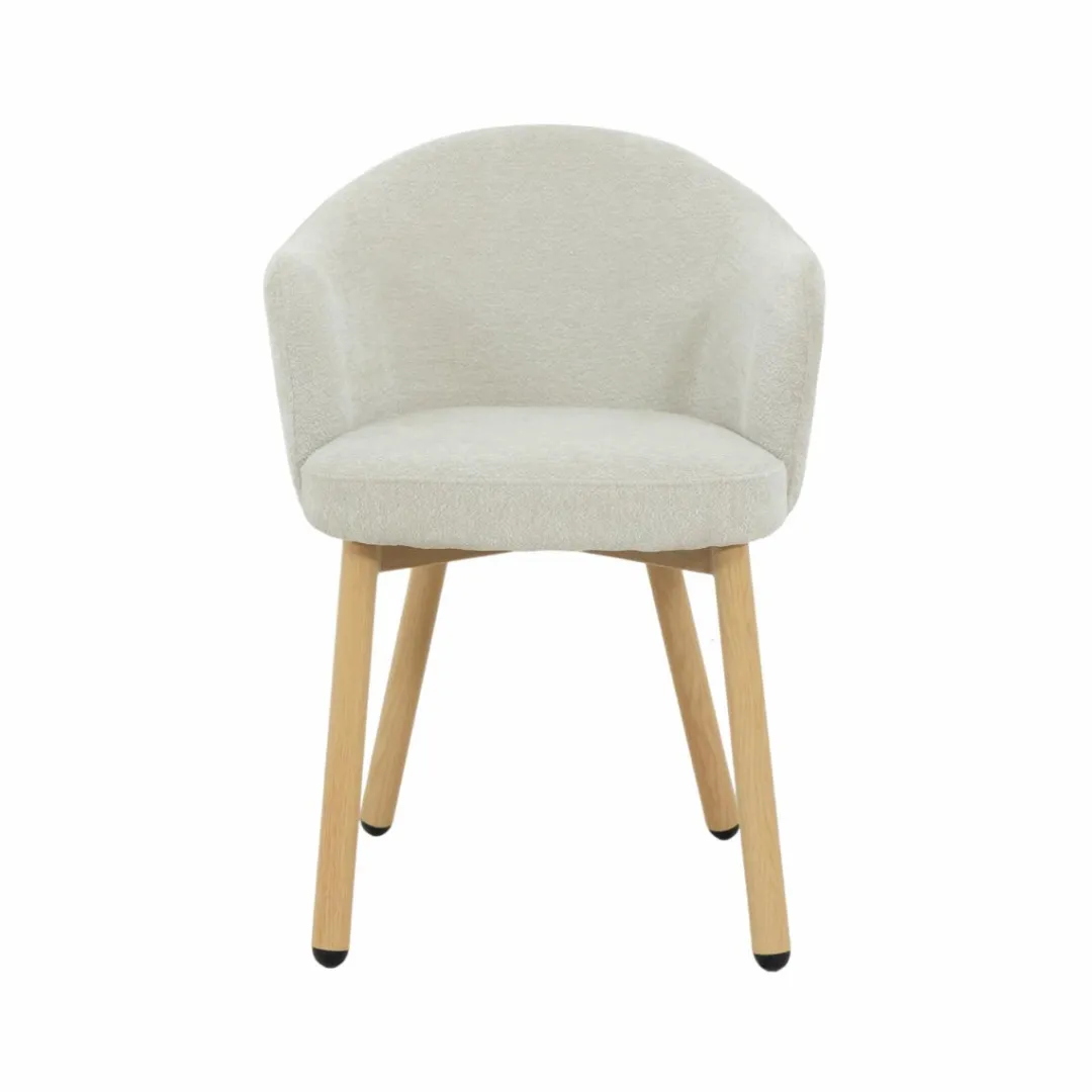 Fauteuil<Made in Meubles Fauteuil en tissu écru et pieds en métal effet bois Mayi