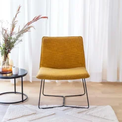Fauteuil<Made in Meubles Fauteuil en tissu jaune et métal Isaure