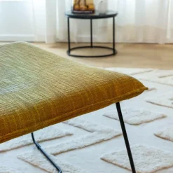 Fauteuil<Made in Meubles Fauteuil en tissu jaune et métal Isaure