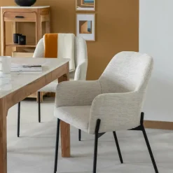 Chaise<Made in Meubles Fauteuil en tissu sable Aëlys (lot de 2)