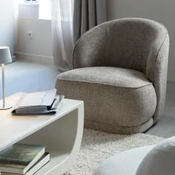 Fauteuil<Made in Meubles Fauteuil en tissu taupe Travis