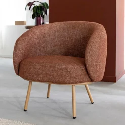 Fauteuil<Made in Meubles Fauteuil en tissu terracotta confort Orenzo