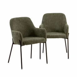 Chaise<Made in Meubles Fauteuil en tissu vert Aëlys (lot de 2)