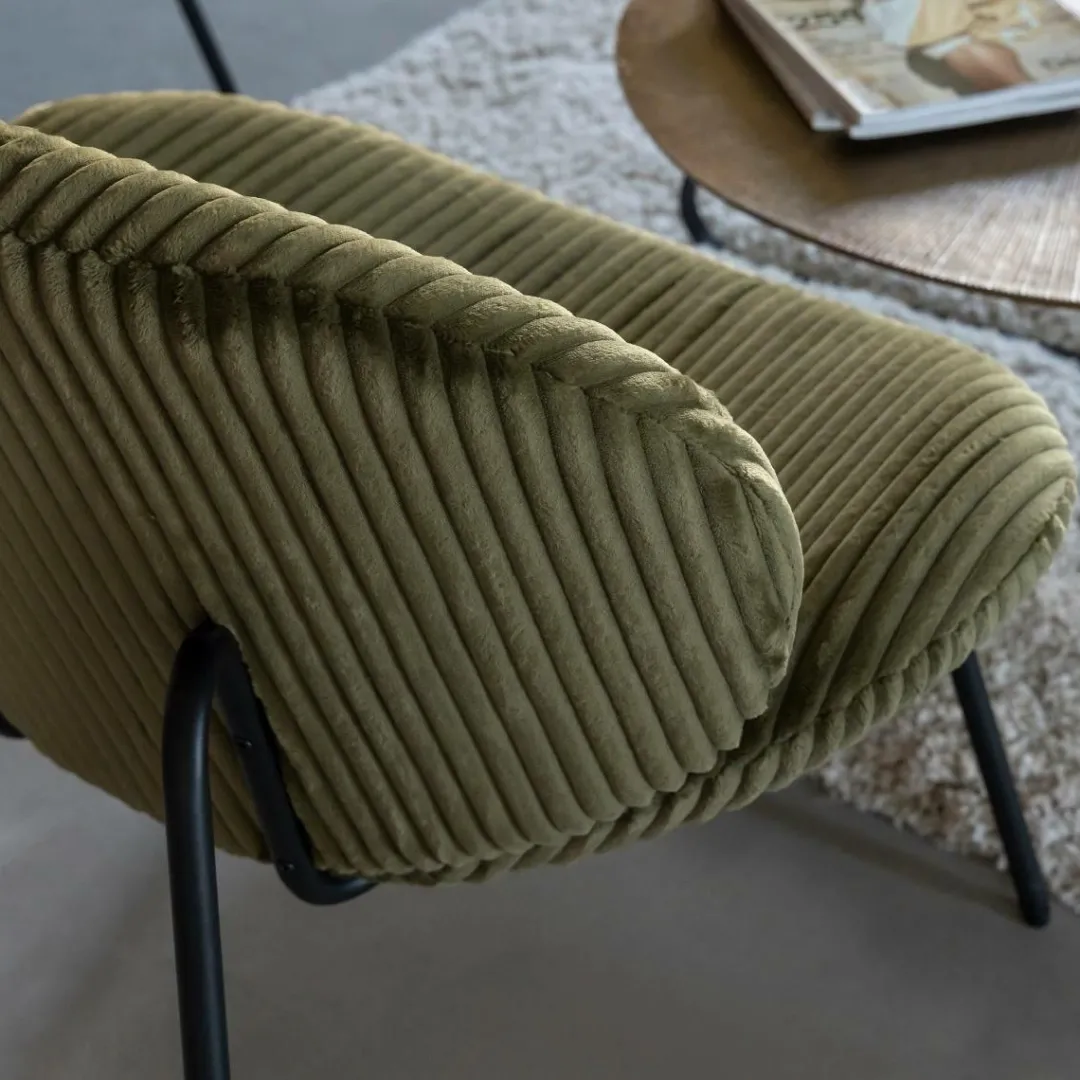 Fauteuil<Made in Meubles Fauteuil en velours vert Dorian