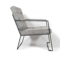 Fauteuil<Made in Meubles Fauteuil lounge en tissu bleu délavé armature métal