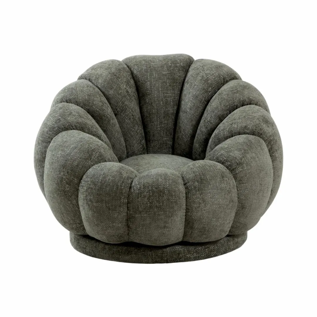 Fauteuil<Made in Meubles Fauteuil nuage en tissu vert gris Héléna