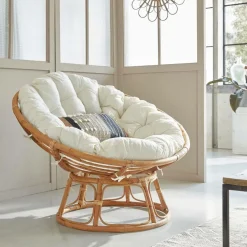 Fauteuil<Made in Meubles Fauteuil papasan en rotin avec coussin Rattan