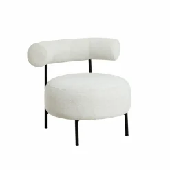 Fauteuil<Made in Meubles Fauteuil rond en tissu bouclette écru clair Maya