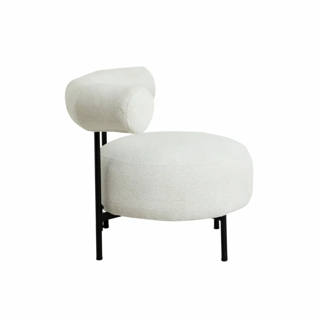 Fauteuil<Made in Meubles Fauteuil rond en tissu bouclette écru clair Maya