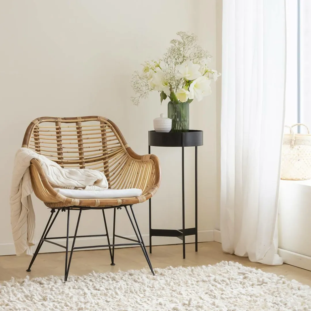 Fauteuil<Made in Meubles Fauteuil rotin pieds compas Rattan