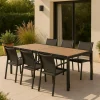 Table De Jardin<Made in Meubles Grande table de jardin en aluminium gris et effet bois Ayden