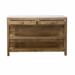 Meuble Bas|Ilot Central<Made in Meubles Ilot central en bois de manguier et marbre blanc Louisa