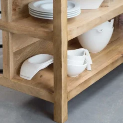 Meuble Bas|Ilot Central<Made in Meubles Ilot central en bois de manguier et marbre blanc Louisa