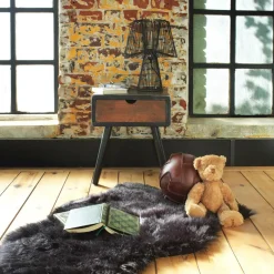 Décoration<Made in Meubles Jeté en fausse fourrure noire