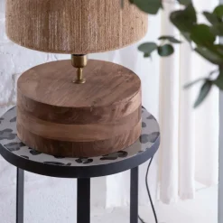 Lampe À Poser<Made in Meubles Lampe à poser ronde en bois de manguier Albane